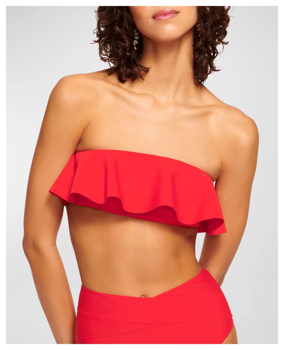 NEW Ramy Brook Cecile Ruffle Strapless Bikini Top Size Medium